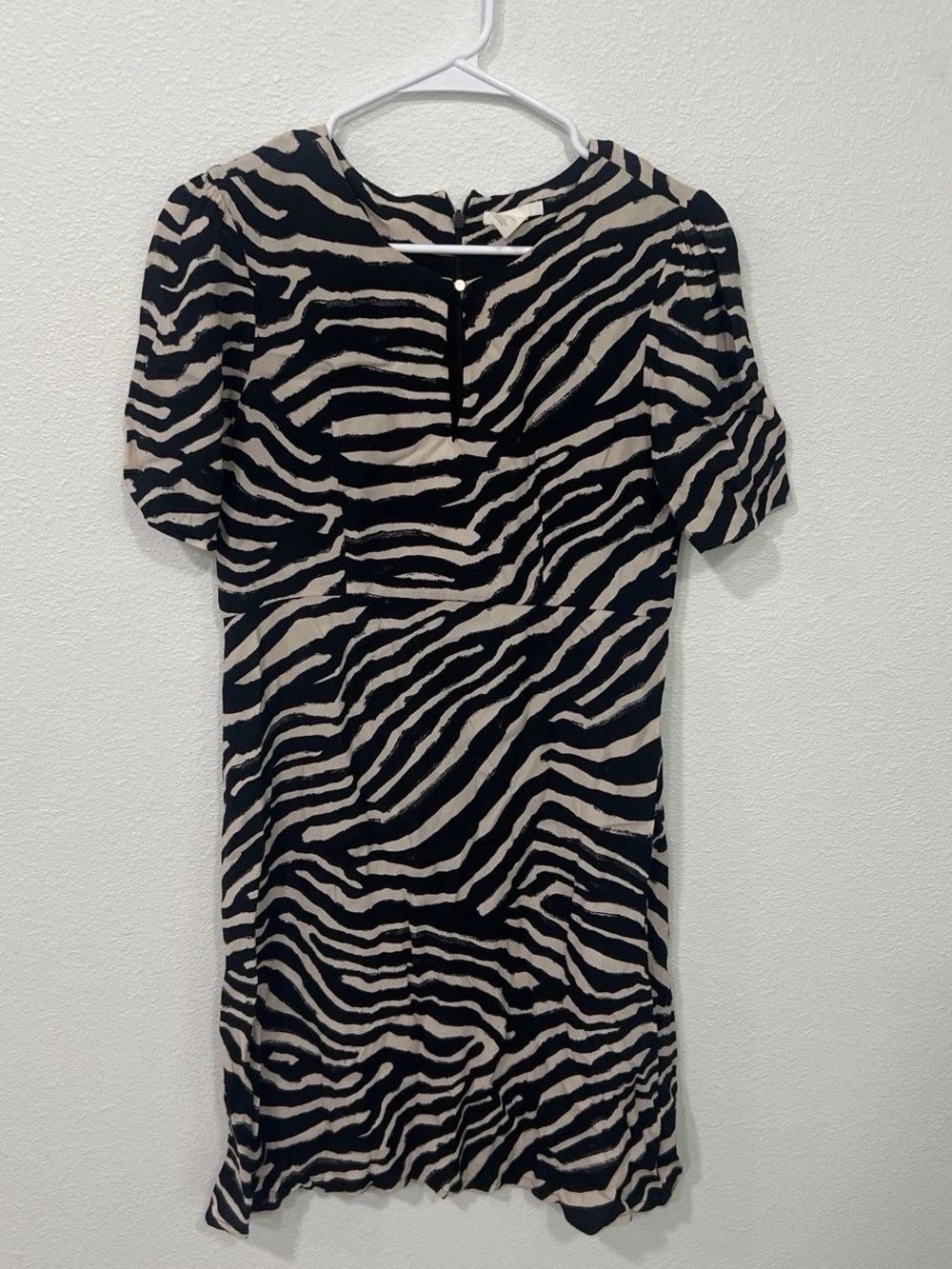 H&M Black and Cream Zebra Print Midi Dress